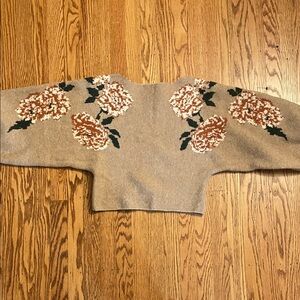 Vici Floral Knit Sweater in Brown and Cream